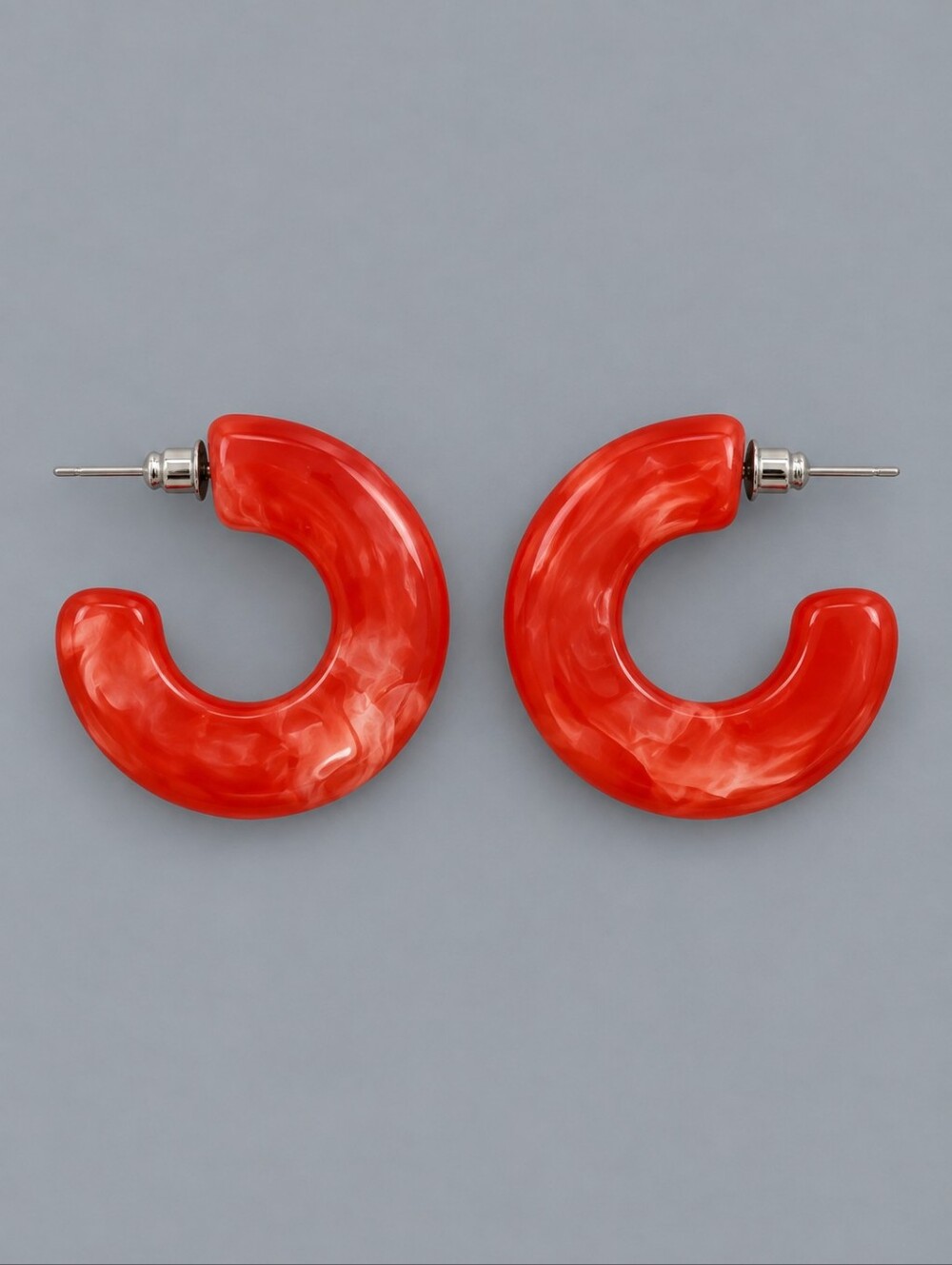 3/$30 CATO Red Marbled Acrylic Hoop Earrings